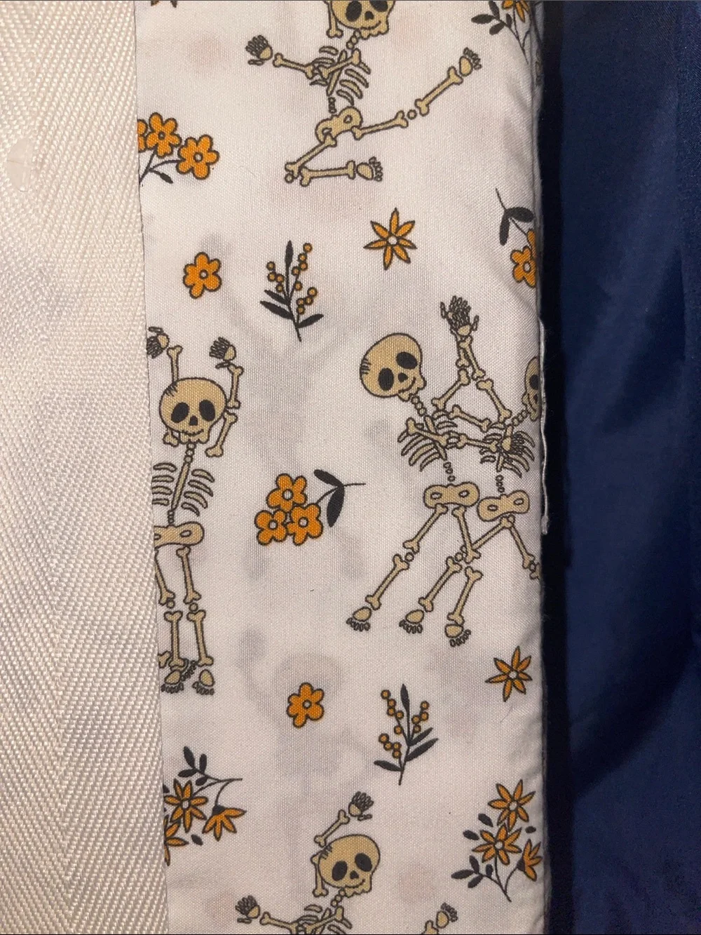 King 4-Piece Halloween Skeleton Sheet Set - Cream & Orange Floral Skulls